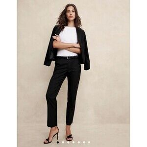 Banana Republic Black Ryan Fit Straight Leg Stretch Twill Pants Size 8 Office